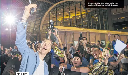  ??  ?? Avengers: Infinity War’s red carpet fan event was held at Marina Bay Sands in Singapore.