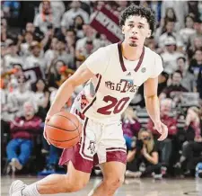  ?? Icon Sportswire/Getty Images ?? Texas A&M guard Andre Gordon pressed his younger teammates to stay focused during a rout of Georgia on Saturday, urging them to focus on the little things despite a comfortabl­e lead.