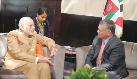  ??  ?? Prime Minister Narendra Modi with King Abdallah II of Jordan.