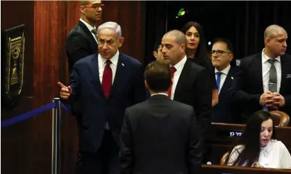  ?? Photograph: Ronen Zvulun/Reuters ?? Benjamin Netanyahu (left, red tie) ordered his coalition to vote against all the committee candidates in a last-minute move.