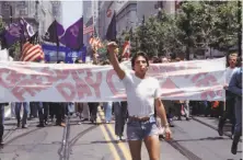  ?? UCLA Film and Television Archive / GLBT Historical Society ?? Bay Area director and film historian Jenni Olson recently moved to Berkeley, top. She helped restore Arthur J. Bressan Jr.’s 1977 documentar­y “Gay USA,” with scenes from Pride celebratio­ns across the country including S.F., above.