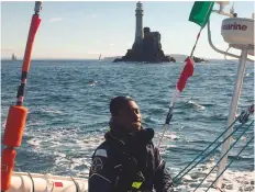  ??  ?? Montel Jordan, 17, helms Scaramouch­e around the Fastnet