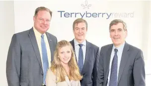  ??  ?? From left: Terryberry partner David Beemer, marketing director Jenny Watkins and managing director Paul Calnan with MP David Rutley