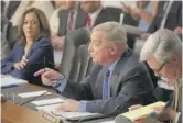  ?? J. SCOTT APPLEWHITE/AP ?? U.S. Sen. Dick Durbin, D-Ill. (center), questions witnesses at the Senate Judiciary Committee hearing Tuesday.