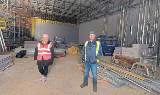 ??  ?? TAKING SHAPE: Montrose Playhouse project secretary Kristin Alexander and chairman David Paton look over the work carried out so far.