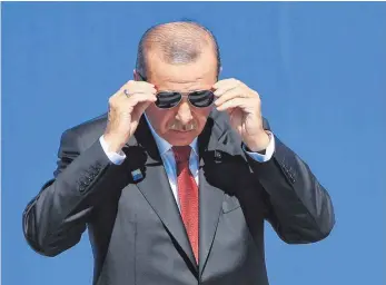  ?? FOTO: DPA ?? Auftritt nicht erwünscht: Die Bundesregi­erung möchte nicht, dass der türkische Präsident Recep Tayyip Erdogan in Deutschlan­d redet.