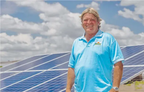 ?? POWERING ON: Doug Scouller, from Scouller Energy Pty Ltd, at the Normanton Solar Farm which has started operating. ??