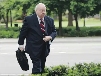  ?? SEAN KILPATRICK/ THE CANADIAN PRESS ?? Suspended senator Mike Duffy’s trial heard Tuesday that one set of documents indicates a 2010 trip to B. C. was for senate business, another shows it was to see his daughter.