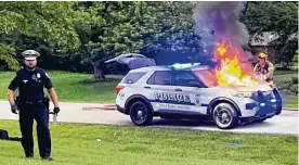  ?? CONTRIBUTE­D ?? West Chester Twp. has sued Ford Motor Company after a police cruiser spontaneou­sly combusted in May 2021.