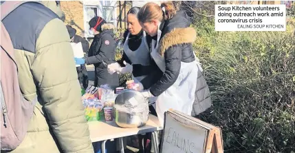  ??  ?? Soup Kitchen volunteers doing outreach work amid coronaviru­s crisis