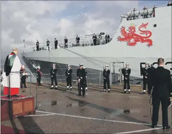  ?? Picture: LPhot Will Haigh ?? IN SERVICE
The ship as it is blessed during its commission­ing ceremony.