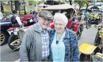  ??  ?? Strength in numbers . . . Colin and Joan Pearce, of Dunedin, had three cars and a motorcycle in Saturday’s rally.