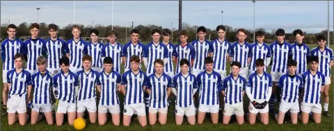  ??  ?? The Good Counsel squad before Friday’s victory at the Carlow Training Centre in Fenagh.