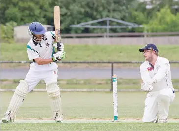  ??  ?? Yarragon’s Scott Cumming lets this ball go through to the keeper as he looks to be patient in his innings.