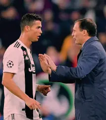  ??  ?? Massimilia­no Allegri, 51 anni, con Cristiano Ronaldo, 33 GETTY