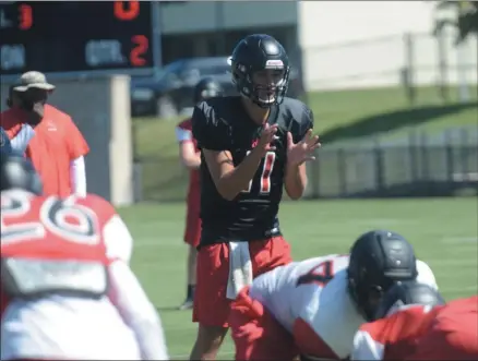  ?? JOE BOYLE ?? George Marinopolo­us during RPI practice on August 26, 2019at the East Campus Stadium in Troy, New York.