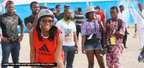  ??  ?? DIRECTOR, KEMI ADETIBA PLAYING VOLLEYBALL