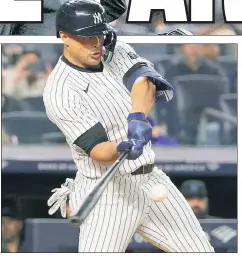  ?? N.Y. Post: Charles Wenzelberg (3) ?? ON THE REBOUND: Giancarlo Stanton, crushing a sixth-inning homer Wednesday against the Marlins, has an .894 OPS across his first 11 games after a career-worst .695 OPS in 2023.