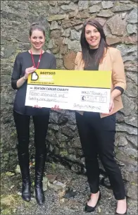  ??  ?? Carolyn presenting her cheque to a member of the Beatson team.