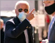  ?? AP Photo/Andrew Harnik ?? President-elect Joe Biden arrives at The Queen theater, on Wednesday in Wilmington, Del.