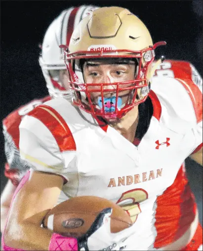  ?? JOHN SMIERCIAK / POST-TRIBUNE ?? Andrean’s Nick Flesher carries the ball against Kankakee Valley on Friday.