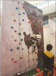  ??  ?? A young boy tries to test his climbing skill.