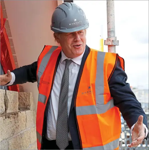  ??  ?? Working brief: Boris Johnson was due to visit a building site in Herefordsh­ire today. The trip came as official figures revealed almost 750,000 jobs have been lost since the start of lockdown