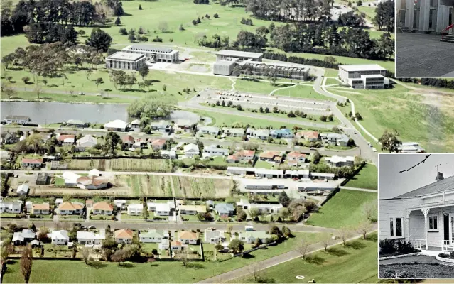  ?? ?? Left, initial buildings at the Teachers’ College. Below, 7 Heatley Avenue, the home of Cr Joseph Heatley, shown here somewhat altered in 1975.