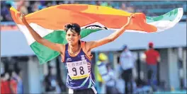  ??  ?? Anu Kumar celebrates after winning gold. (AFI Media)