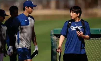  ?? Photograph: Carolyn Kaster/ AP ?? Shohei Ohtani with his former interprete­r Ippei Mizuhara at batting practice before the allegation­s emerged.