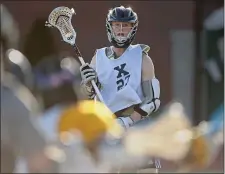  ?? ?? Xaverian lacrosse player Henry Hasselbeck during practice on Friday in Westwood, MA. (Matt Stone/Boston Herald) April 21, 2023