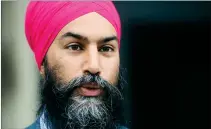  ?? CP PHOTO SEAN
KILPATRICK ?? NDP leader Jagmeet Singh arrives on Parliament Hill in Ottawa on Thursday.