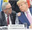  ?? FOTO: DPA ?? US- Präsident Donald Trump ( re.) und EU-Kommission­spräsident Jean- Claude Juncker.