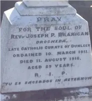  ??  ?? The final resting place of Fr Branigan in St Peter’s cemetery.