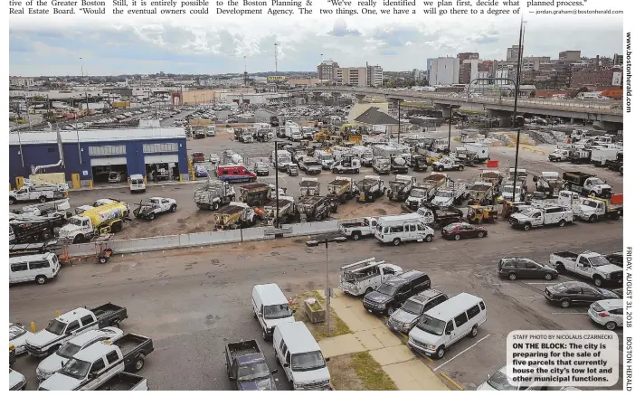  ?? STAFF PHOTO BY NICOLAUS CZARNECKI ?? ON THE BLOCK: The city is preparing for the sale of five parcels that currently house the city’s tow lot and other municipal functions.