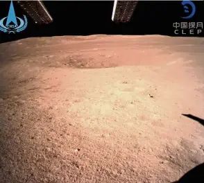  ??  ?? Rugged patch: The ‘dark side’ of the moon as seen from the Chinese lunar rover after landing. — AFP