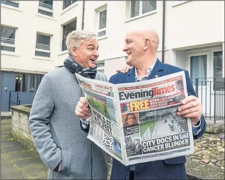  ??  ?? Old pals act: Charlie Nicholas and Jim Duffy help launch Cube Housing’s £40million community investment programme yesterday