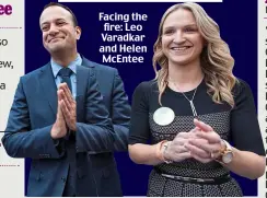  ??  ?? Facing the fire: Leo Varadkar and Helen McEntee