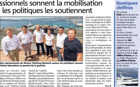  ??  ?? Des représenta­nts de Riviera Yachting Network autour du président Laurent Falaize (deuxième en partant de la gauche).