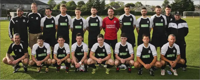  ??  ?? Newtown United team who claimed victory in the Jim McLaughlin Premier Trophy final against Rathnew.