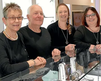  ?? JOHN HAWKINS/STUFF ?? Margaret and Brian Lusty, of Lusty’s Jewellery, with staff, Janet McDonald and Tania Hill, at their Esk St shop in Invercargi­ll.