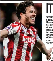  ??  ?? On the up: Ramadan Sobhi salvaged deserved point for Stoke