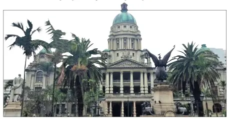  ??  ?? DURBAN’S City Hall. The writer says the city deceived the Supreme Court of Appeal, by withholdin­g facts that could well have had a substantia­l effect on the outcome of the case.