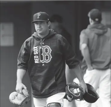  ?? File photo by Louriann Mardo-Zayat / lmzartwork­s.com ?? Catcher Dan Roberson made the PawSox’ Opening Day roster this season, but he’s only started nine games this season. Roberson said he’s not frustrated by his role because he enjoys helping out the team’s young pitchers.