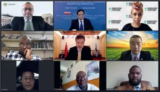  ??  ?? Chinese and African officials and experts attend a webinar to mark the 20th anniversar­y of the establishm­ent of FOCAC on October
28, 2020