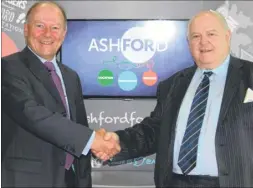  ??  ?? Locate in Kent chairman David Fitzsimmon­s, left, with Ashford Borough Council leader Cllr Gerry Clarkson