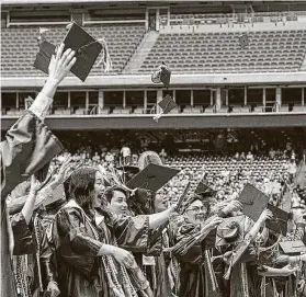  ?? Courtesy of Klein ISD Facebook page / ?? It’s unknown whether NRG Stadium will be allowed to host any graduation ceremonies as in 2019, but several school districs will celebrate together in 2020.