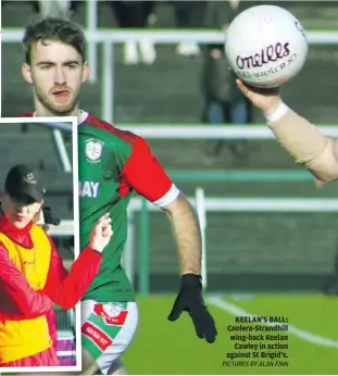  ?? PICTURES BY ALAN FINN ?? KEELAN’S BALL: Coolera-Strandhill wing-back Keelan Cawley in action against St Brigid’s.