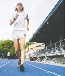  ?? JASON PAYNE ?? Race walker Evan Dunfee, at Minoru Oval in Richmond, B.C., earlier this month. He is confident that if he has the best day he could possibly have in Tokyo, “there is a good chance I come away with a medal.”