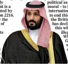  ?? ?? BLOCKADE: Saudi Arabia’s Defence Minister, Crown Prince Mohammed bin Salman